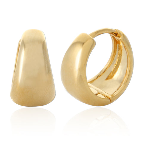 8 mm_ Plain Huggie Hoop Earrings 14K Gold Plated