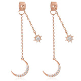 NO.1 Crescent Moon and Star Chain Drop Earrings