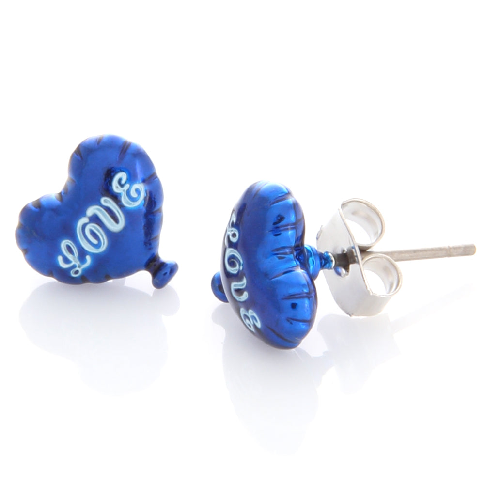 LOVE Heart Balloon Stud Earrings for Girls Women