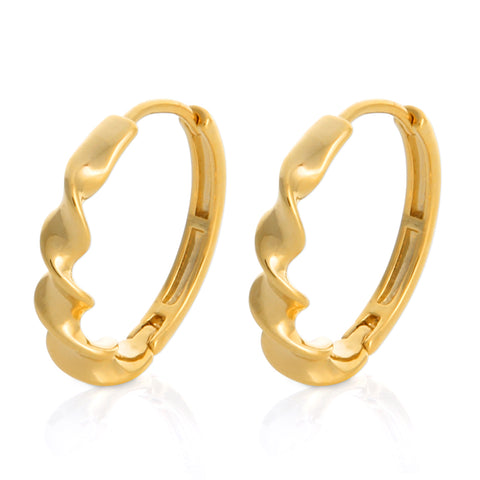 13 mm_Double Line CZ Hoop Earrings 14K Gold Plated