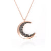 Crescent Moon and Black CZ Necklace