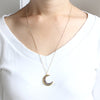 Crescent Moon and Black CZ Necklace