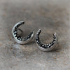 Crescent Moon and Black CZ Earrings / Moon earrings