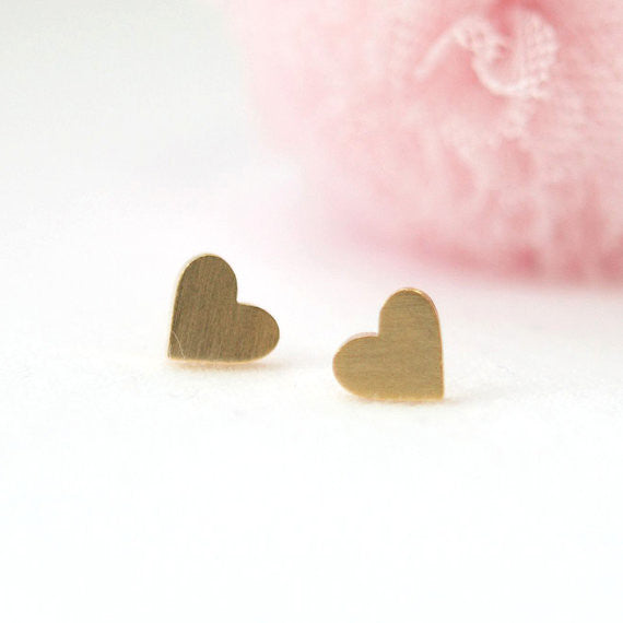Little gold hearts studs earrings