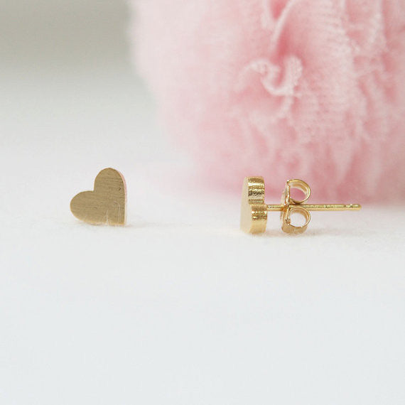 Little gold hearts studs earrings