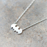 Baby bat necklace in matte silver