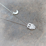 Owl and Moon Necklace in silver