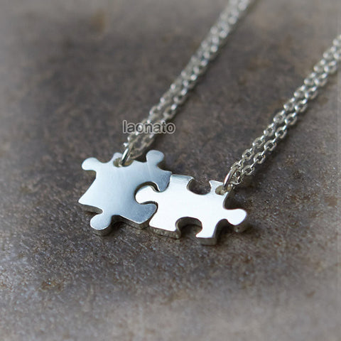 Jigsaw Puzzle Necklaces for Best Friends or Couple LAONATO