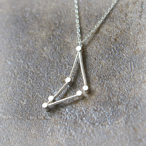 Aquarius Zodiac Sign Necklace in sterling silver