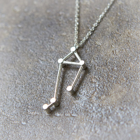 Capricorn Zodiac Sign Necklace in sterling silver