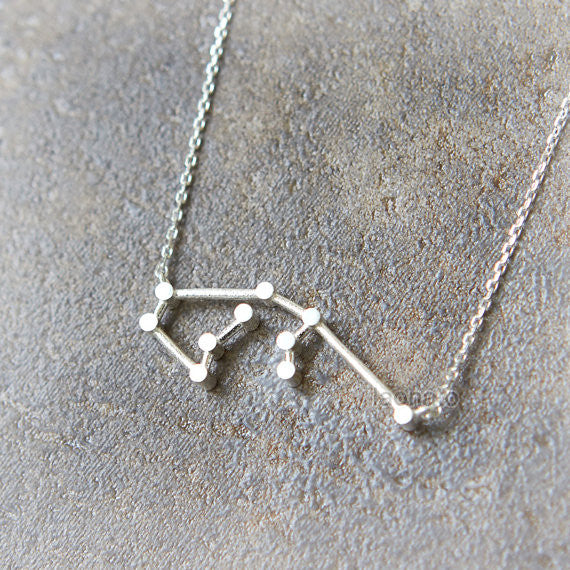 Aquarius Zodiac Sign Necklace in sterling silver