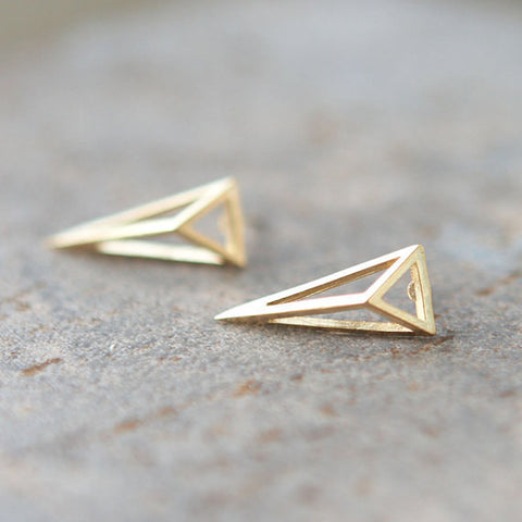 Tiny textured triangle earrings