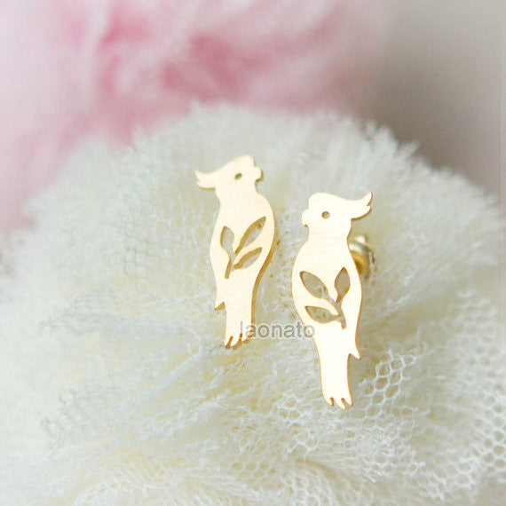Parrot and Leaves Earrings