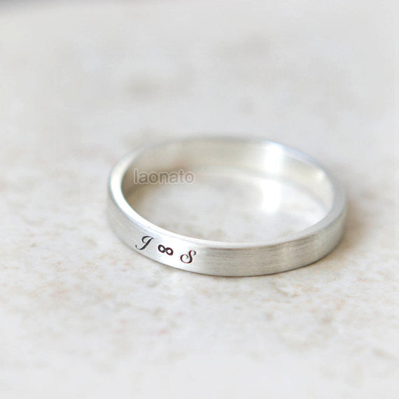 Infinity and Initials engraved ring in sterling silver