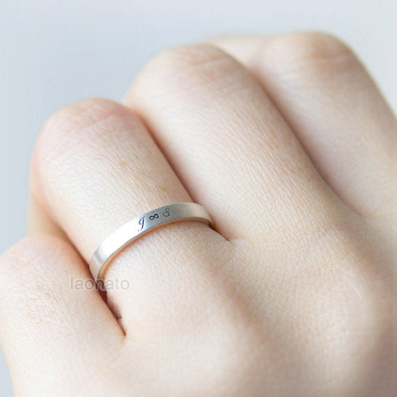 Infinity and Initials engraved ring in sterling silver