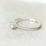 CZ twisted ring in sterling silver