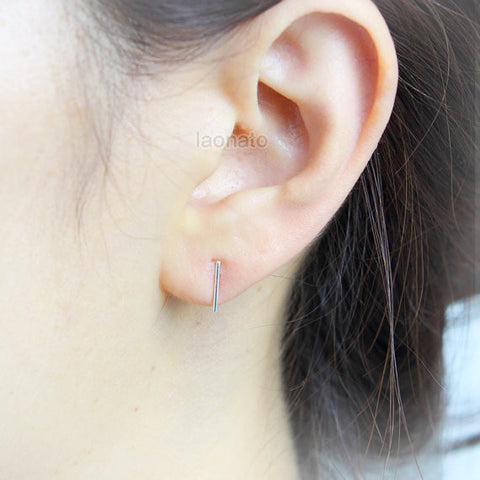 Tiny Silver Bar Earrings