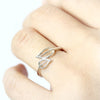 Double leaf ring in sterling silver, personalized ring