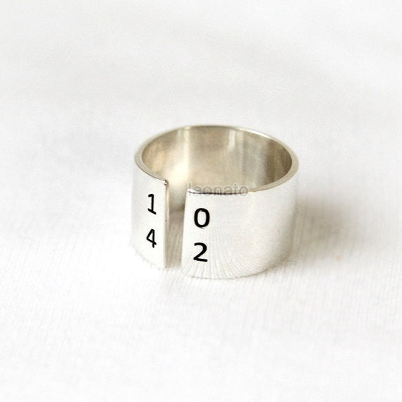 Personalized Open Band Ring in sterling silver /Couple Rings, initials ring, date ring