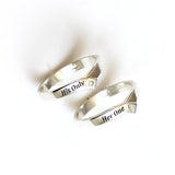 Personalized Chevron ring in sterling silver, Couple Rings--Custom engraving Ring, His only, Her one