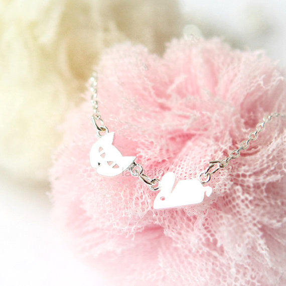 Tiny Cat and Mouse Necklace