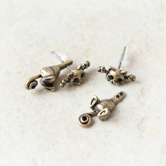 Baby Cat Front Back Earrings
