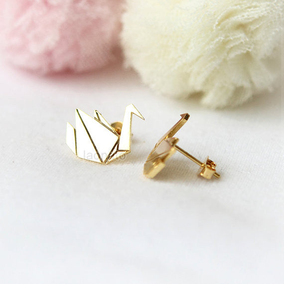 Origami Swan Earrings