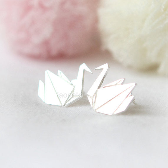 Origami Swan Earrings